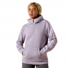 Ariat Womens Rebar Lightweight Logo 1/2 Zip Hoodie (Purple Ash/Thistle)
