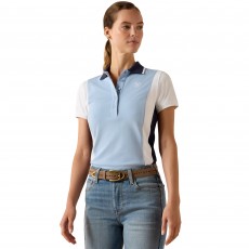 Ariat Womens Taryn Short Sleeve Polo (St. Tropez/White)