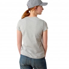 Ariat Youth Vertical Logo Short Sleeve T Shirt (Heather Grey/Navy)