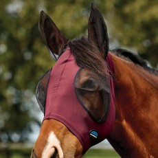 Weatherbeeta ComFiTec Deluxe Stretch Fly Mask With Ears (Burgundy/Black)