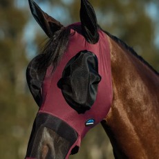 Weatherbeeta ComFiTec Luxe Stretch Fly Mask With Ears & Nose (Burgundy/Black)