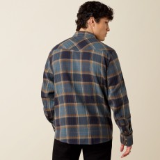 Ariat Mens Retro Harbert Fitted Long Sleeve Snap Shirt (Inkwell Plaid)