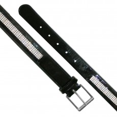 Mark Todd Diamante Patent Leather Belt (Black)