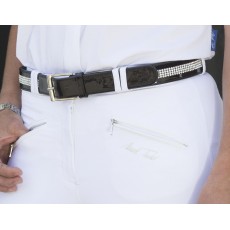 Mark Todd Diamante Patent Leather Belt (Black)