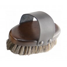 HySHINE Deluxe Horse Hair Wooden Body Brush (Dark Brown)