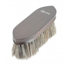 HySHINE Deluxe Horse Hair Wooden Dandy Brush (Dark Brown)