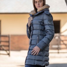 Mark Todd Women's Deluxe Long Padded Coat (Grey & Silver)