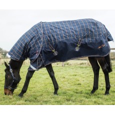 Mark Todd (Clearance) Mediumweight Turnout Rug Plaid (Navy, Orange & Beige) - No Neck