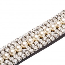 Caldene Curved 5-Row Diamante & Pearl Browband (Havana)