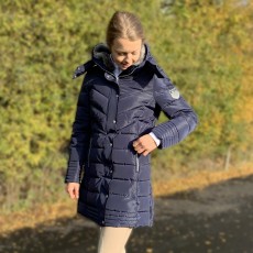 Mark Todd Women's Deluxe Long Padded Coat (Navy/Silver)