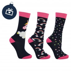 Little Rider Little Unicorn Socks (Pack of 3)  (Navy/Fuchsia Purple/Sap Green)