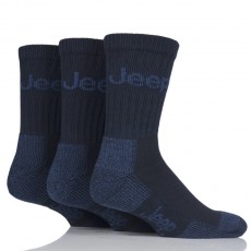 Jeep Mens Luxury Cushion Boot Socks (Navy/Sky) 3 Pack