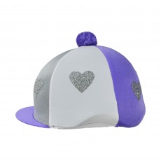 Little Rider Love Heart Glitter Hat Cover  (Lilac/Silver/White)