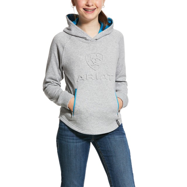 Ariat Girl's 3D Logo Hoodie (Heather Grey)