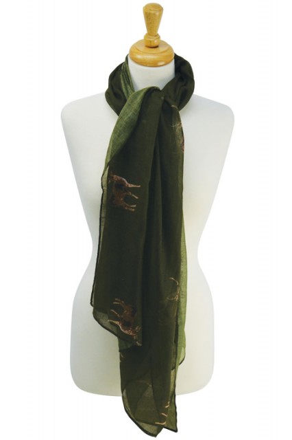 HyFASHION Stag Print Scarf (Forest Night Green)