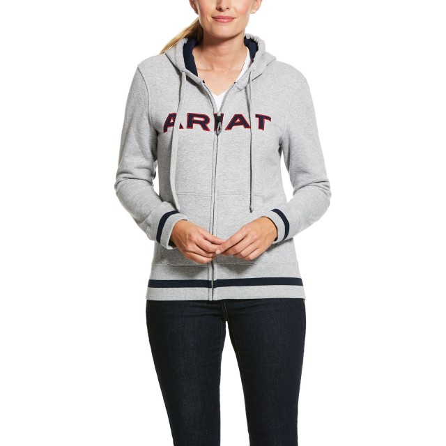 Ariat Women's Logo Full Zip Hoody (Heather Grey/Team)