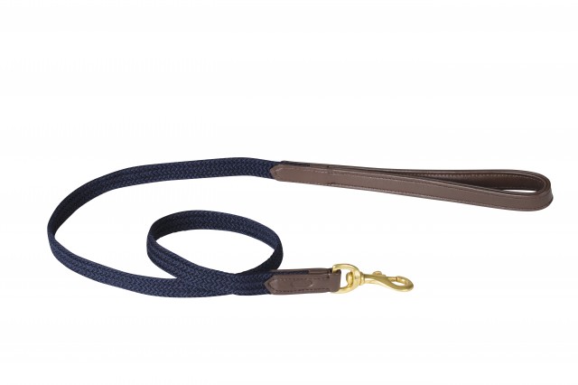 Weatherbeeta Leather Plaited Dog Lead (Brown/Navy)