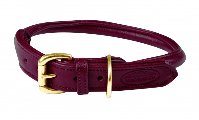 Weatherbeeta Rolled Leather Dog Collar (Maroon)