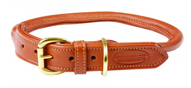 Weatherbeeta Rolled Leather Dog Collar (Tan)