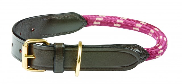 Weatherbeeta Rope Leather Dog Collar (Burgundy/Brown)