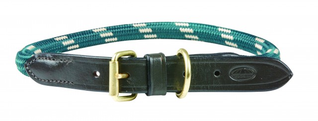 Weatherbeeta Rope Leather Dog Collar (Hunter Green/Brown)