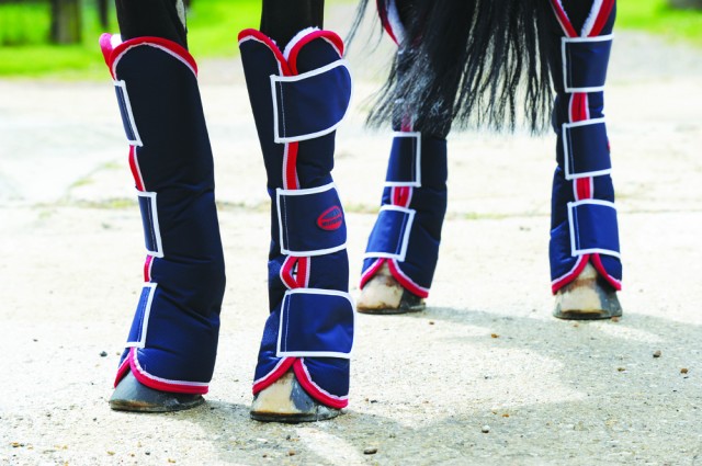 Weatherbeeta Wide Tab Long Travel Boots (Navy/Red/White)