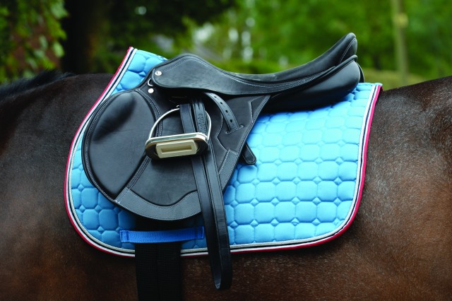 Saxon Coordinate Quilted All Purpose Saddle Pad (Grey/Blue/White)