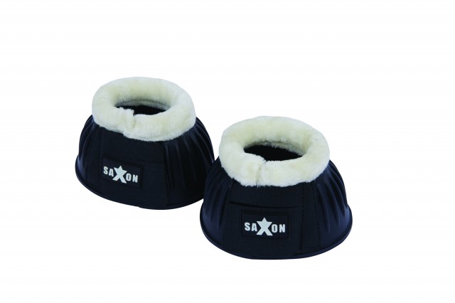 Saxon Fleece Trim Rubber Bell Boots (Black/White)