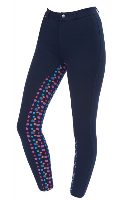 Saxon Warm Up Cotton Euro Seat Jodhpurs II (Navy/Navy Spot Print)