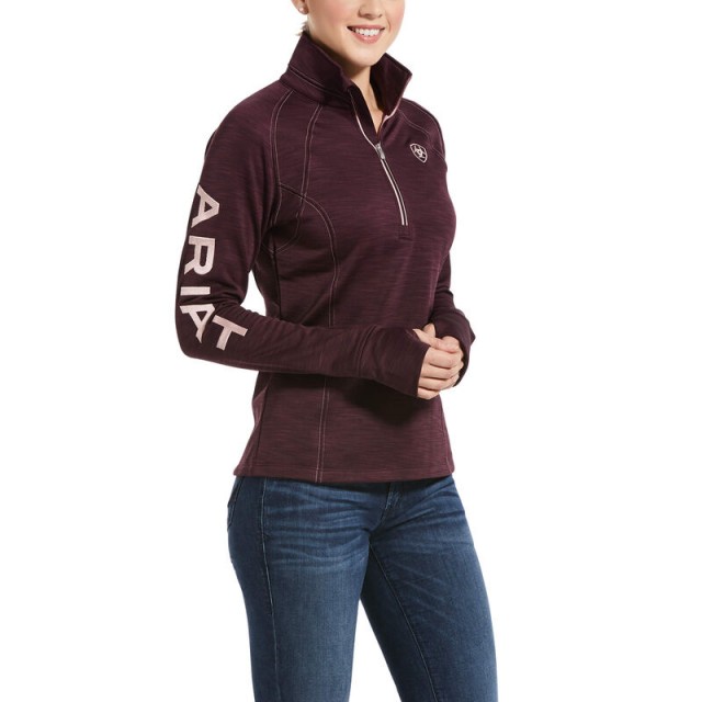 Ariat Women's Tek Team 1/2 Zip Sweatshirt (Winetasting Heather)