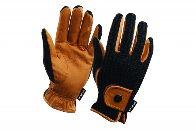 Dublin Adults Crochet Riding Gloves (Natural/Black)