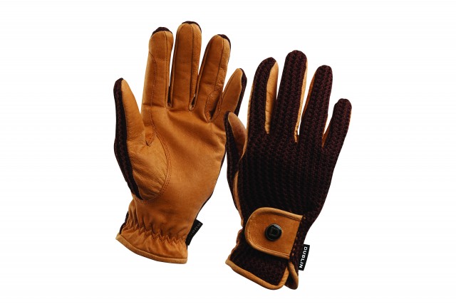 Dublin Adults Crochet Riding Gloves (Natural/Brown)