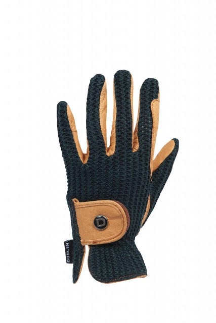 Dublin Adults Crochet Riding Gloves (Natural/Navy)