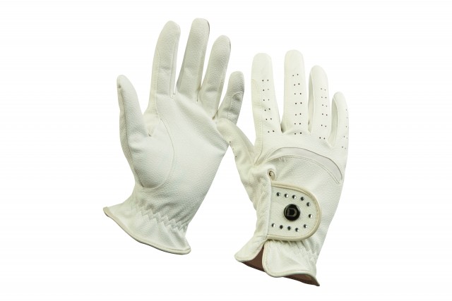 Dublin Adult's Diamante Patent Dressage Riding Gloves (White)