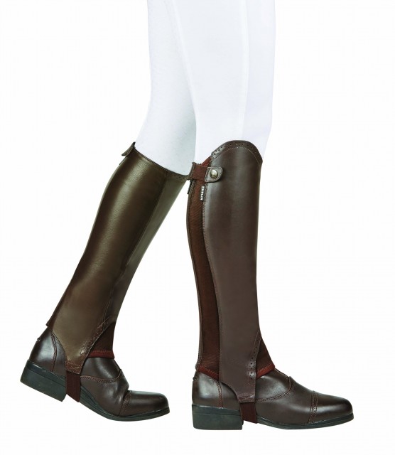 Dublin Adults Evolution Rear Zip Half Chaps (Brown)