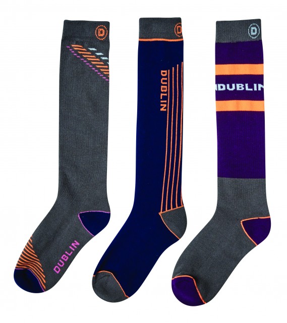 Dublin Adults 3 Pack Socks (Blue Indigo Neon)
