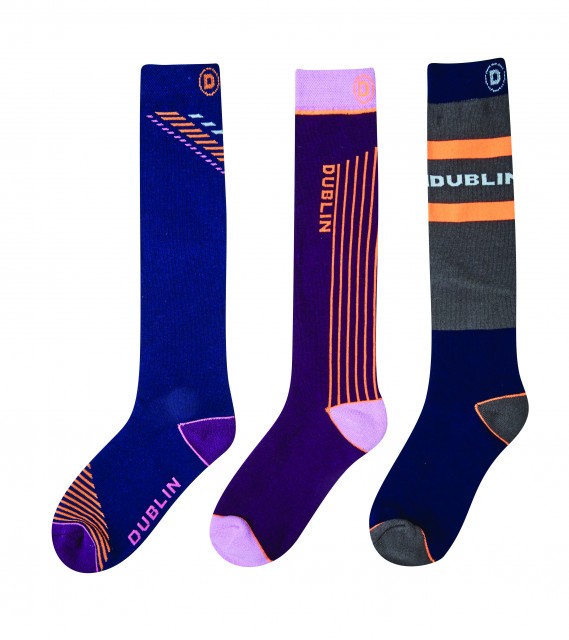 Dublin Adults 3 Pack Socks (Charcoal Neon)