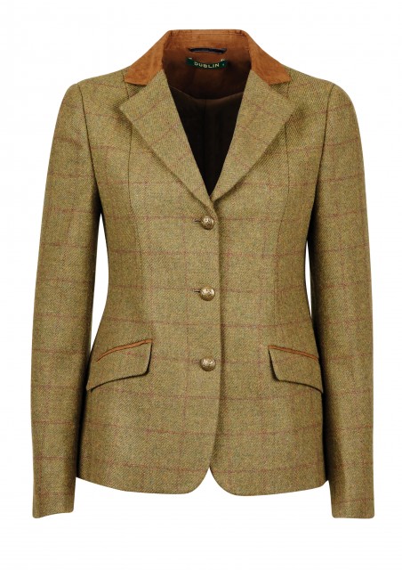 Dublin Ladies Albany Tweed Suede Collar Tailored Jacket (Brown)