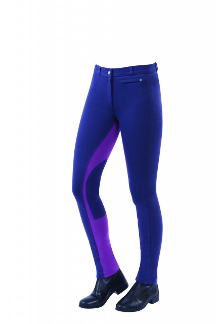 Dublin Ladies Supa-Fit Euro Seat Zip Up Jodhpurs (Graphite/Purple)