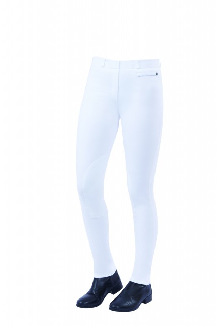 Dublin Ladies Supa-Fit Pull On Knee Patch Jodhpurs (White)