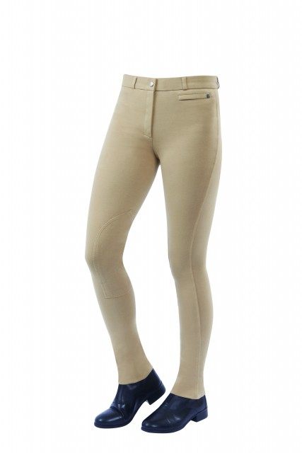 Dublin Ladies Supa-Fit Zip Up Knee Patch Jodhpurs (Beige)