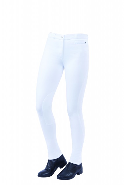 Dublin Ladies Supa-Fit Zip Up Knee Patch Jodhpurs (White)
