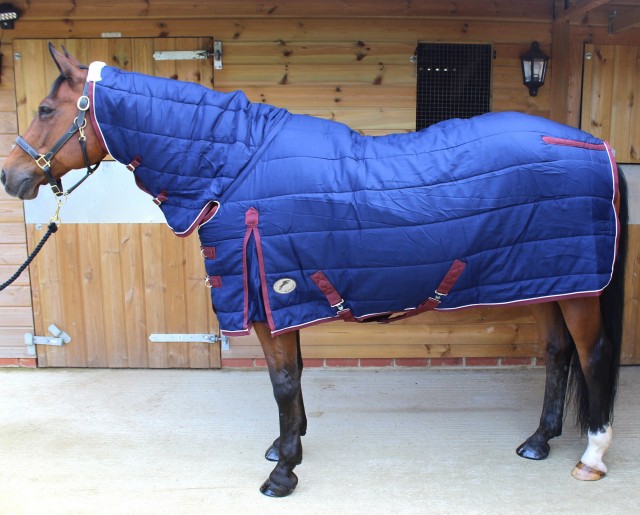 JHL (Clearance) Mediumweight Combo Stable Rug (Navy & Burgundy)
