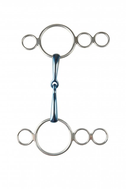 JP Korsteel Blue Steel Jointed 3 Ring Dutch Gag Bit
