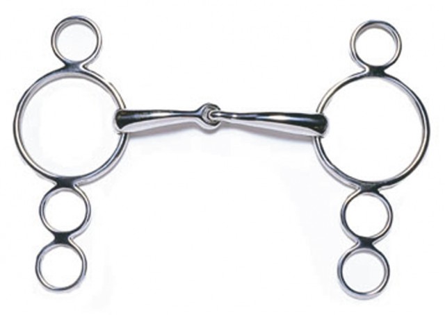 JP Korsteel Stainless Steel Jointed 3 Ring Dutch Gag Bit