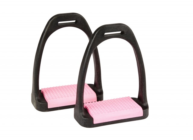 Korsteel Polymer Stirrup Irons With Coloured Treads (Pink)