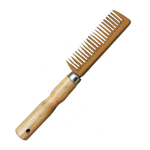 Roma Wood Handle Aluminium Pulling Comb (Brown)