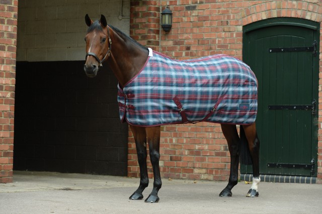 Saxon PP II Stable Rug - Standard - Medium (Dark Blue/Claret/Blue Plaid)