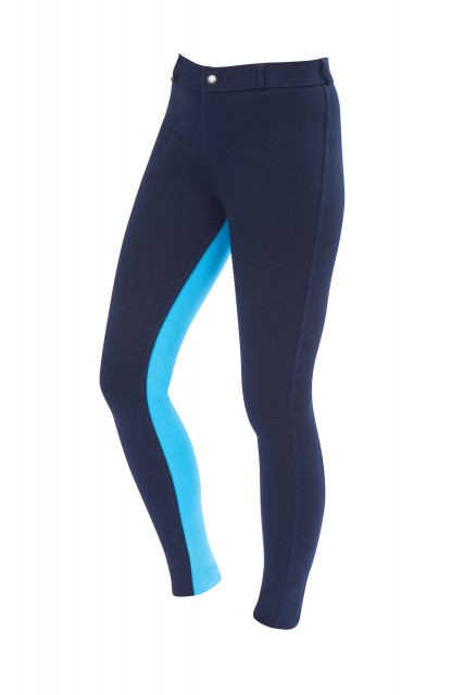 Saxon - Ladies - Warm Up Cotton Euro Seat Jodhpurs II (Navy/Aqua)