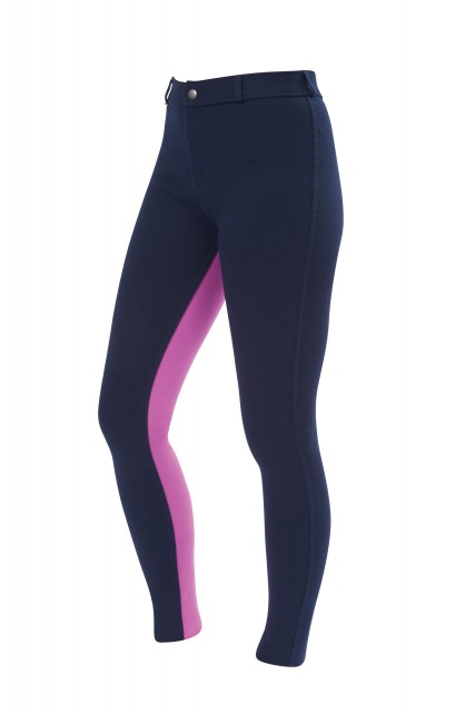 Saxon - Ladies - Warm Up Cotton Euro Seat Jodhpurs II (Navy/Purple)